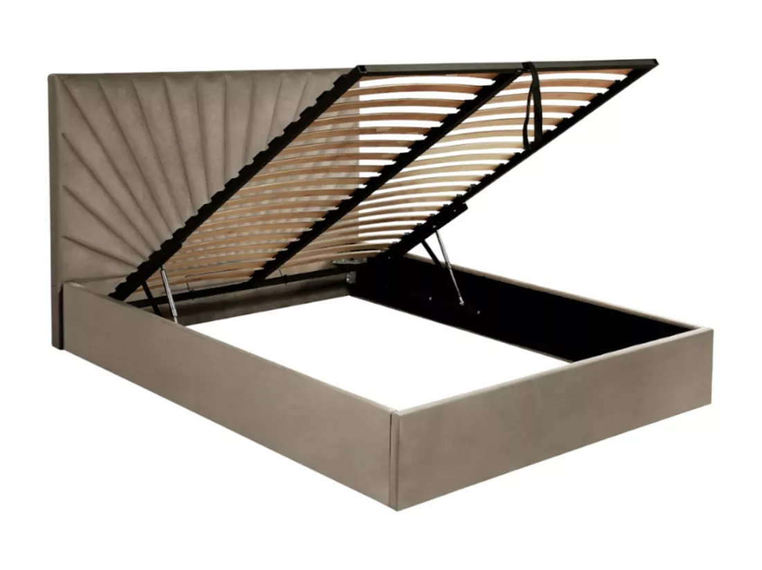 Lit coffre 140 x 190 cm - Velours - Taupe - RILIODA de Pascal Morabito