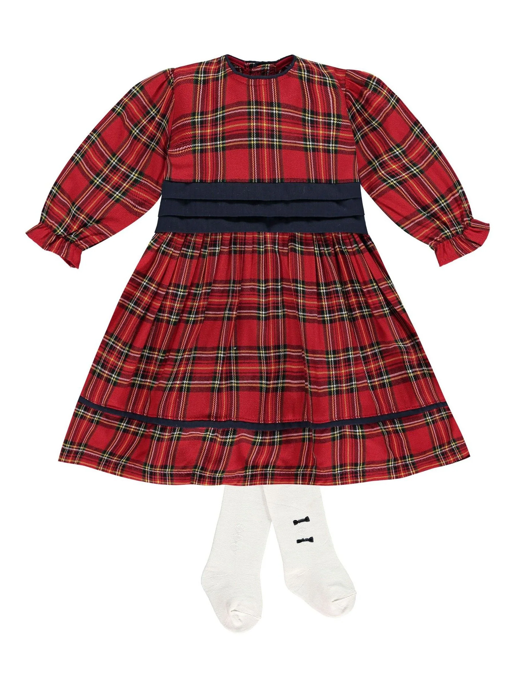 Emile Et Rose kerstjurkje in rood met schotse ruit plus maillot