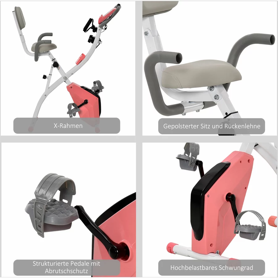 HOMCOM Fahrradtrainer mit LCD Display rosa, weiß