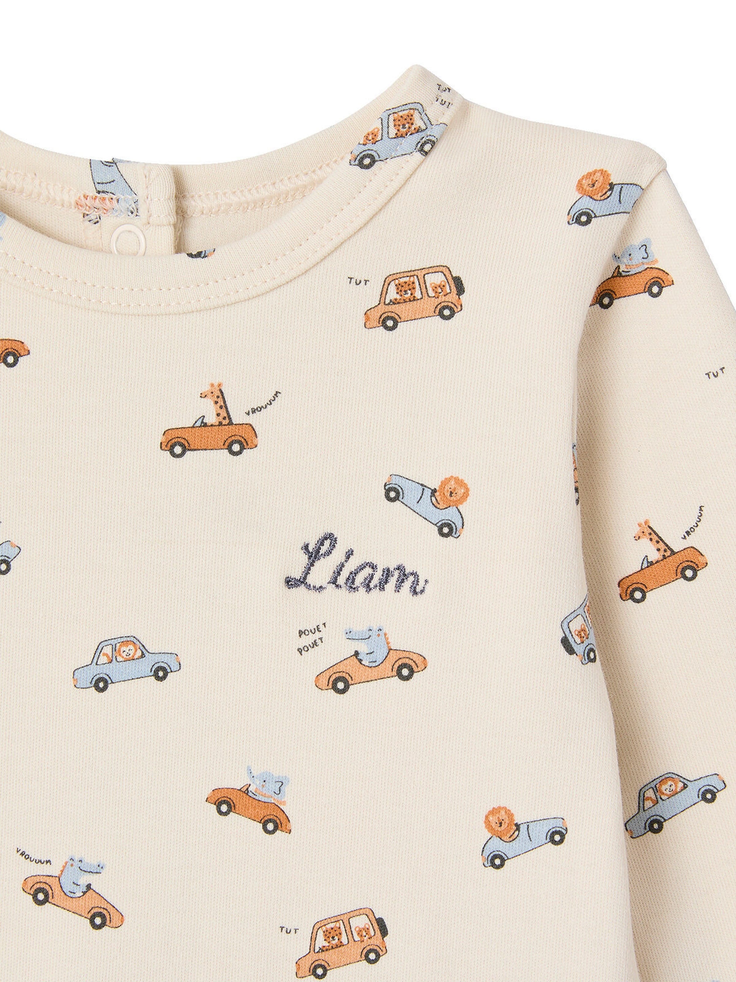 Vertbaudet Bio-Kollektion: Baby Strampler mit Autos wollweiß