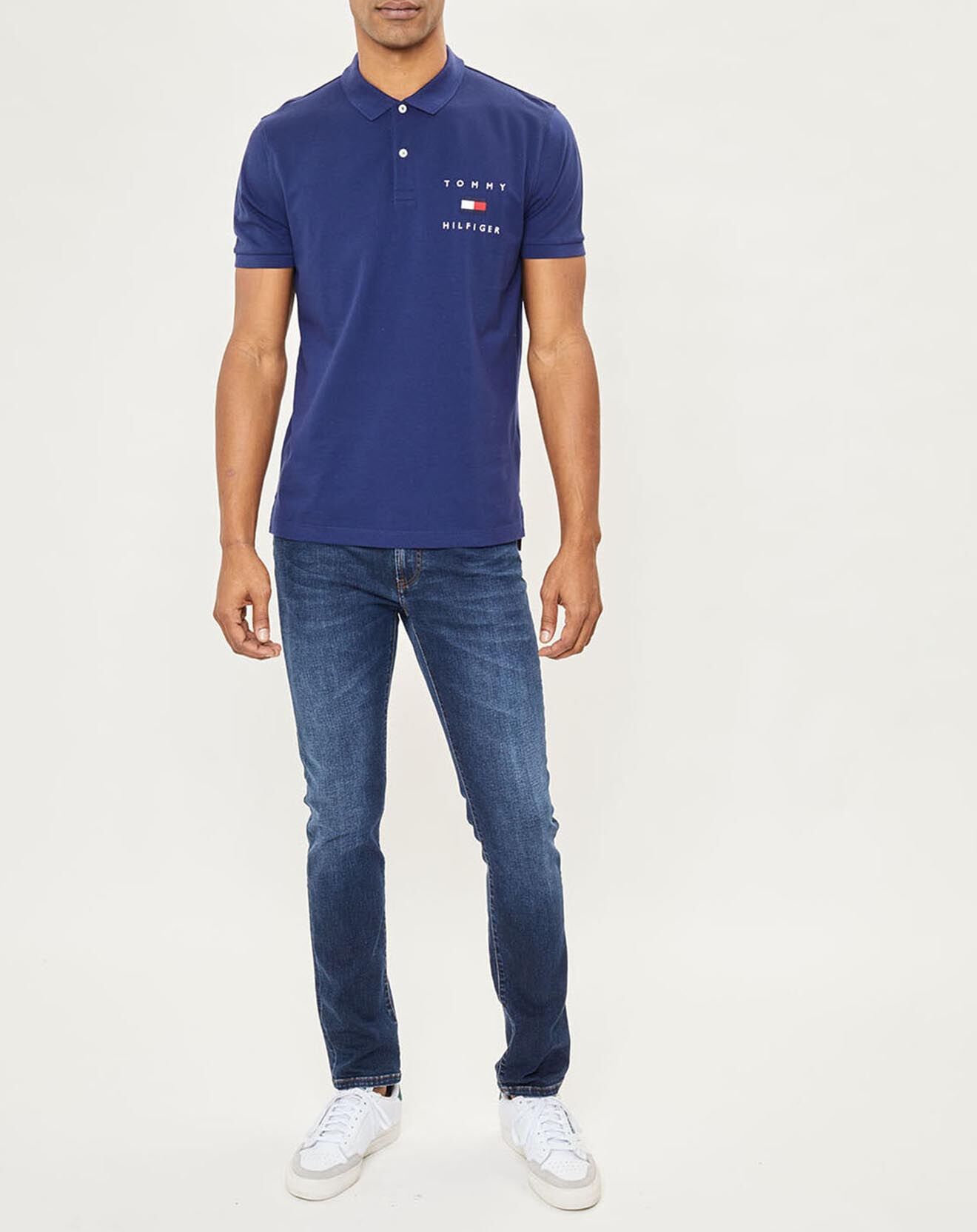 Tommy Hilfiger Polo Logo Flag Coton Bio bleu foncé