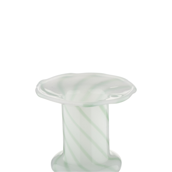 Kandelaar glas groen wit 11x11x7,5cm