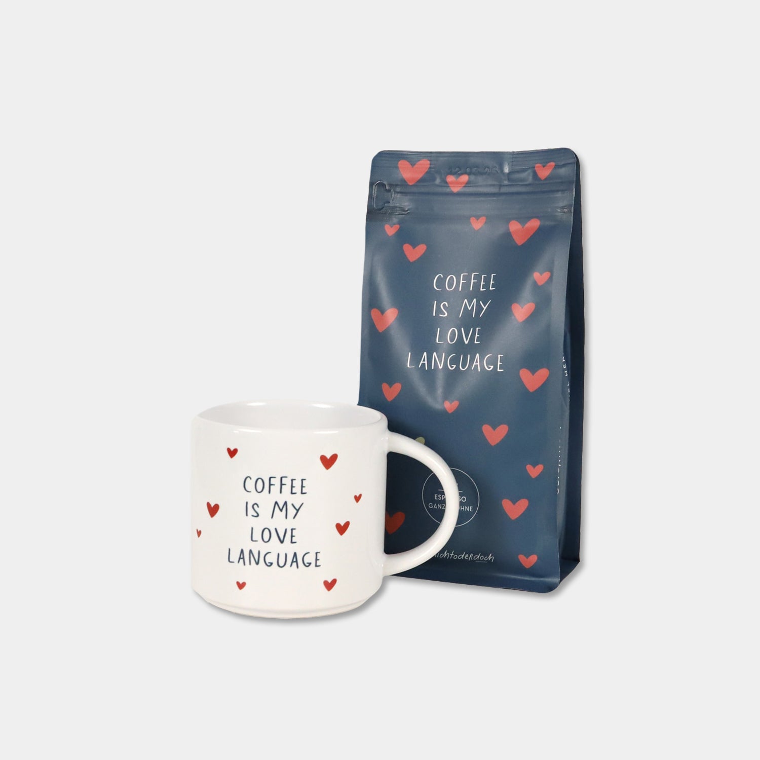 Bundle Tasse & Kaffee „Love language“, ganze Bohne, 250g