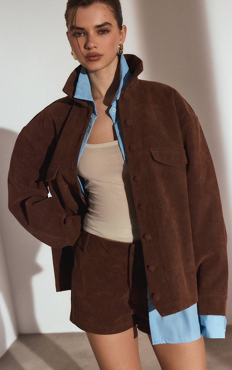 Gris Argile Veste En Synthétique Avec Détails De Poches
