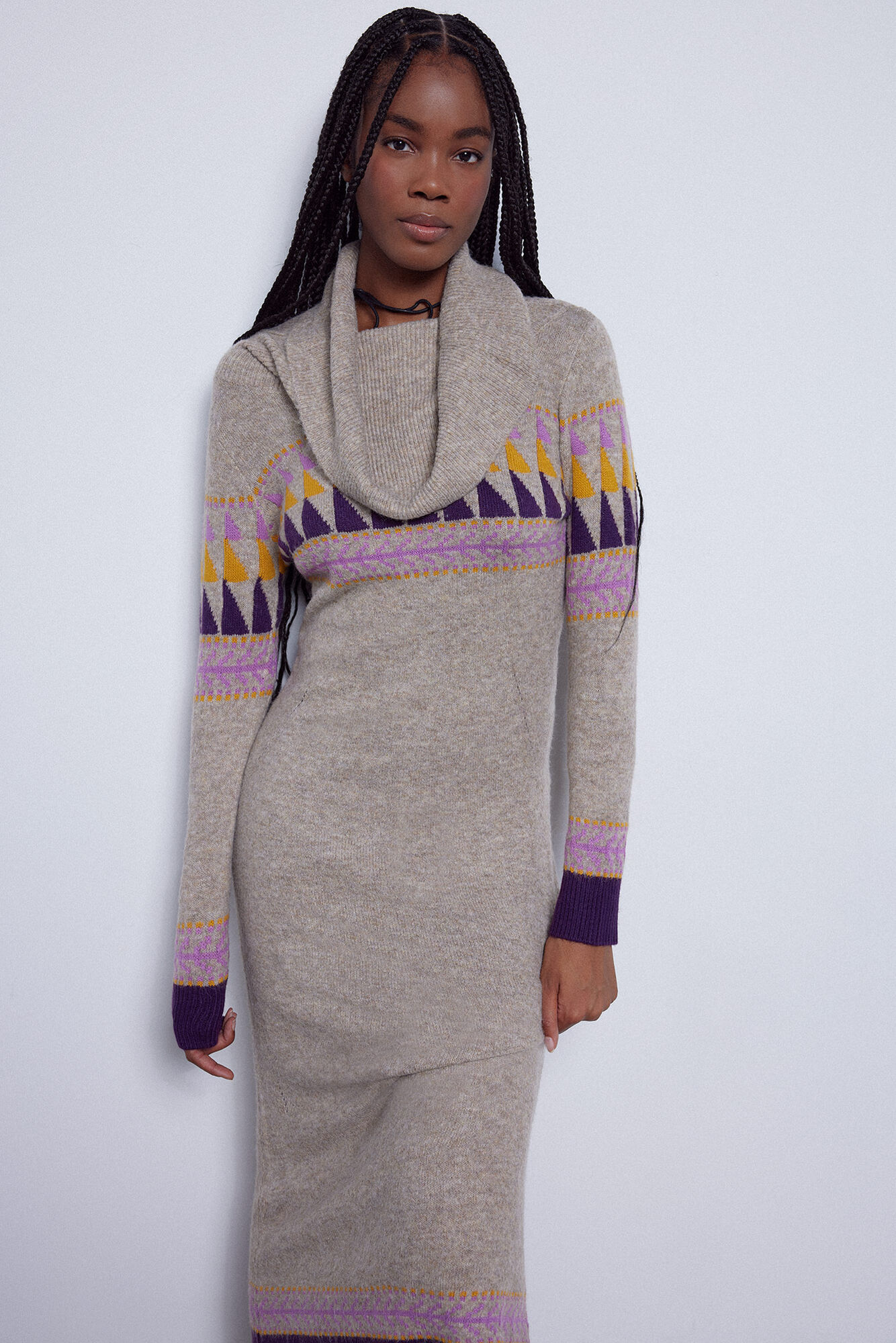 Vestido de malha jacquard