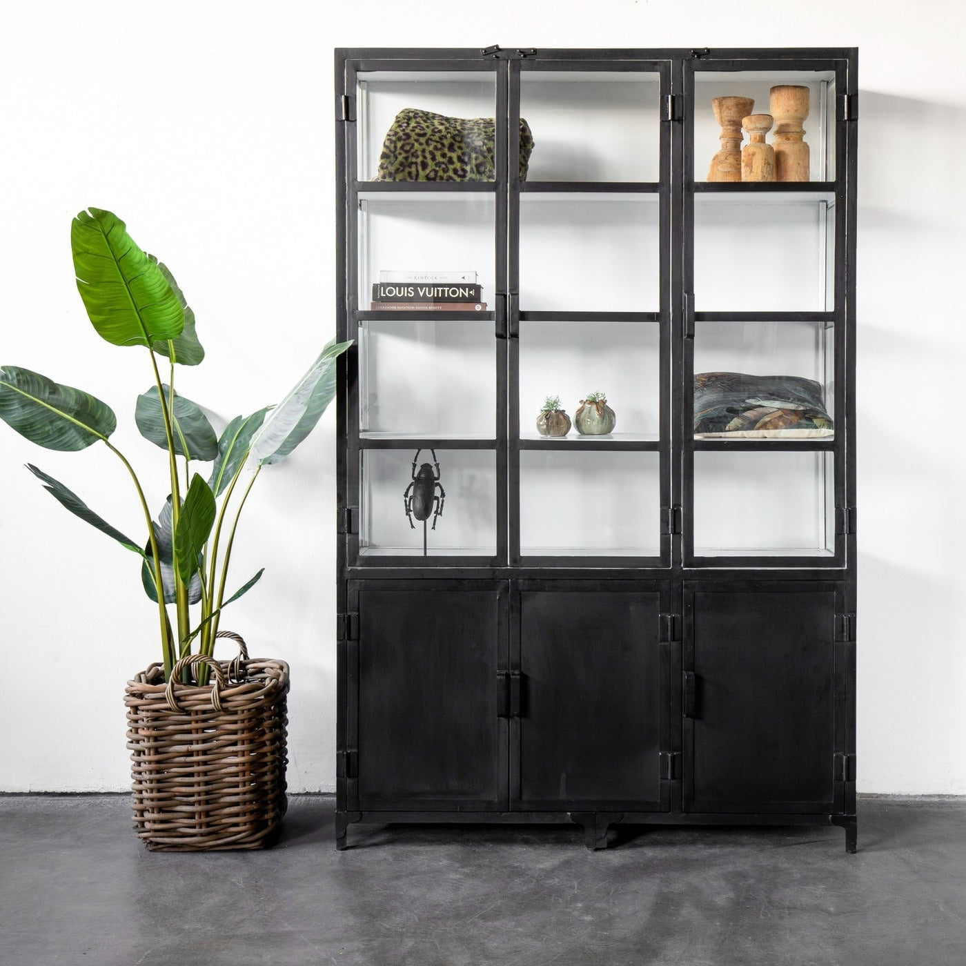 Giga Meubel - Vitrinekast Zwart|Wit - Metaal - 150x50x230cm