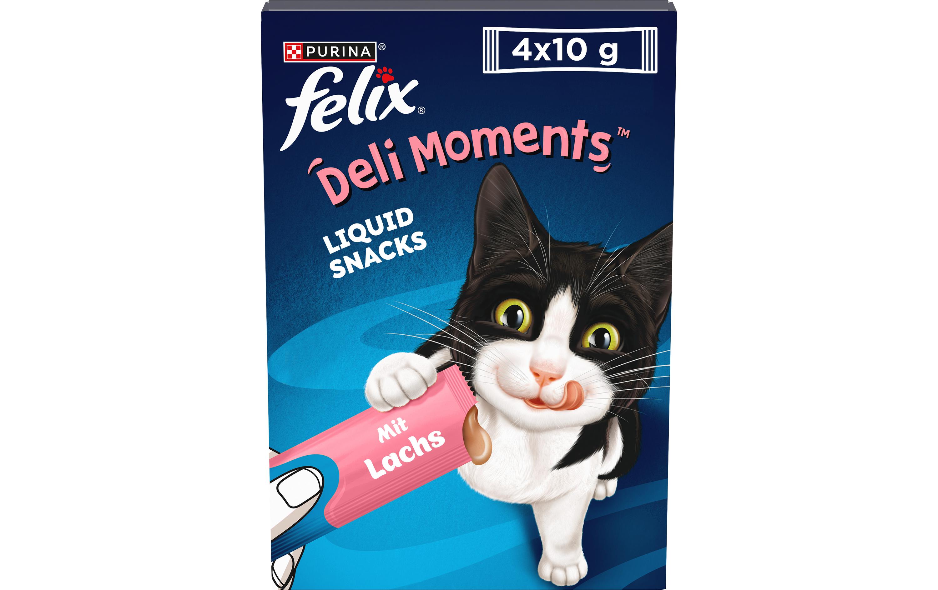 Katzen-Snack Deli Moments Lachs 4 x 10gErgänzungsfuttermittel für ausgewachsene und ältere Katzen