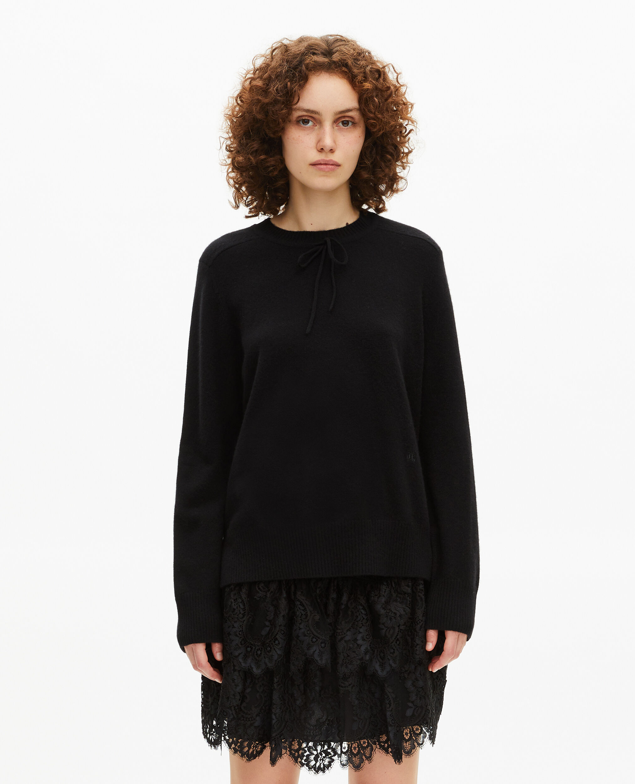 Pull col rond en cachemire noir