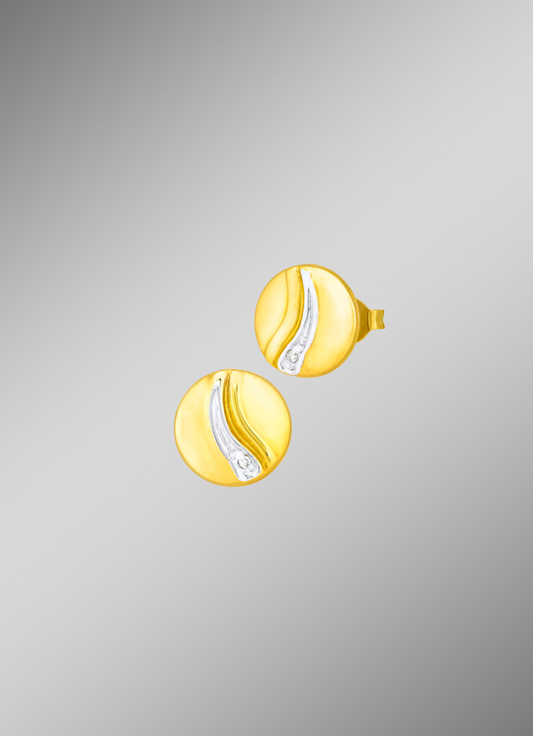 Schicke Ohrstecker in Bicolor mit 2 Diamanten