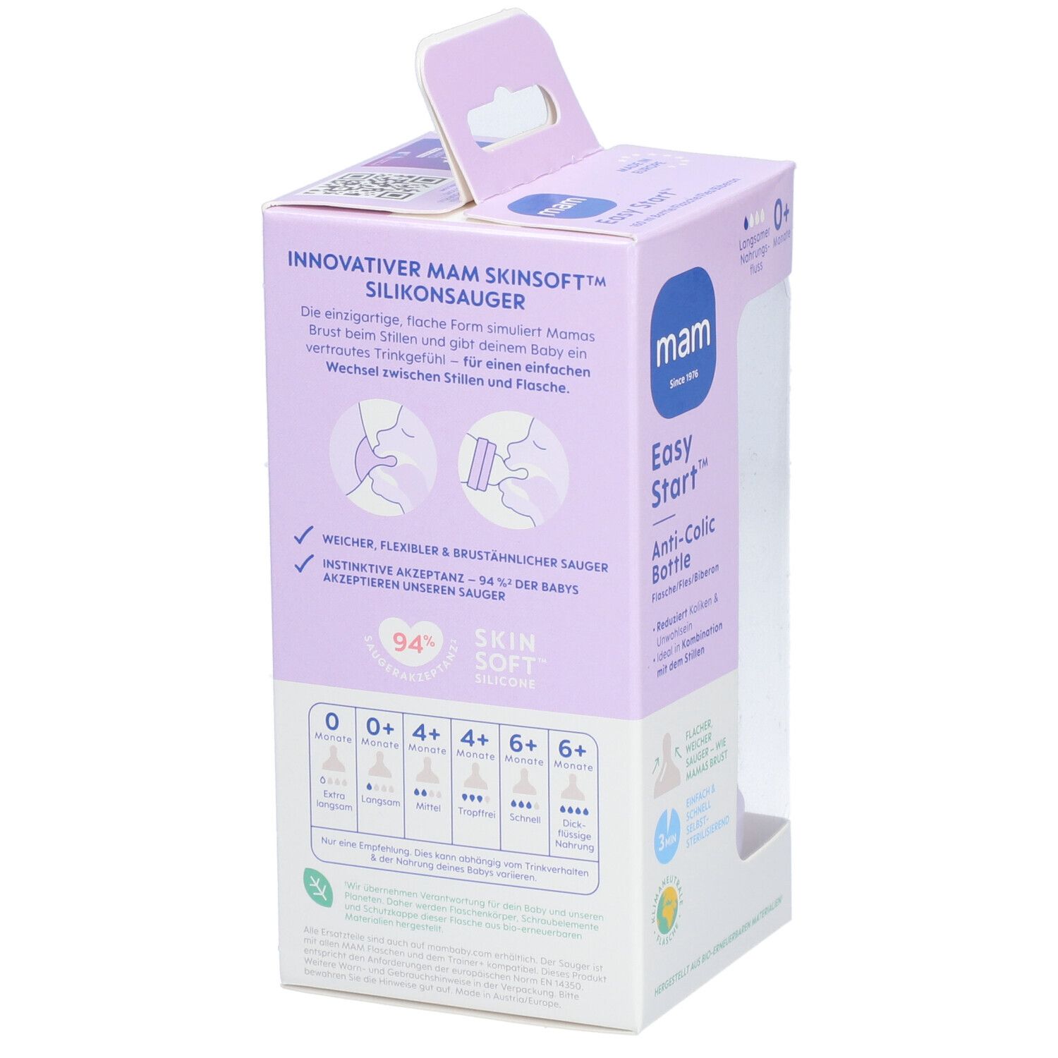 MAM Babyflasche Easy Start Anti-Colic, von Geburt an, lila