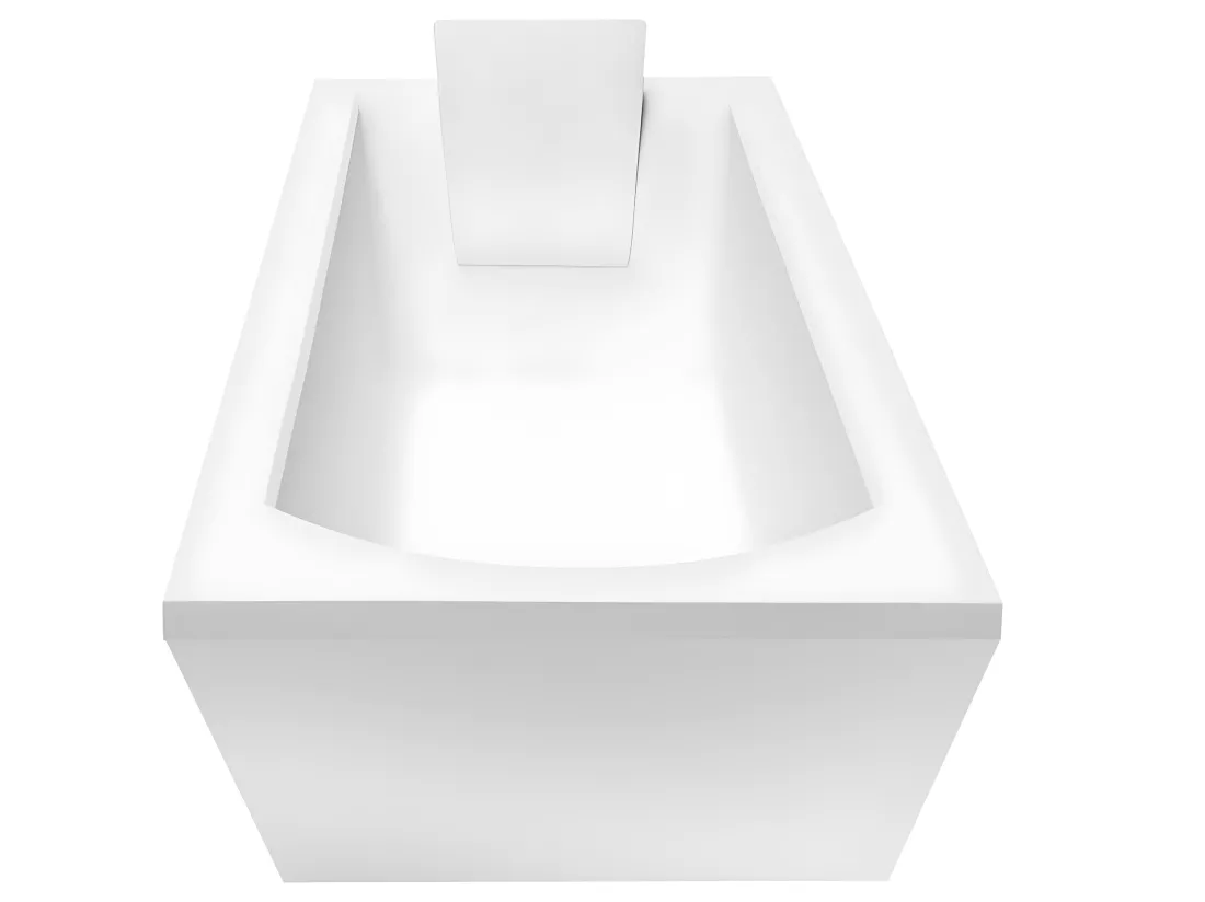 Baignoire rectangulaire + tablier blanc + repose tête - SHEA - 170 x 70 cm