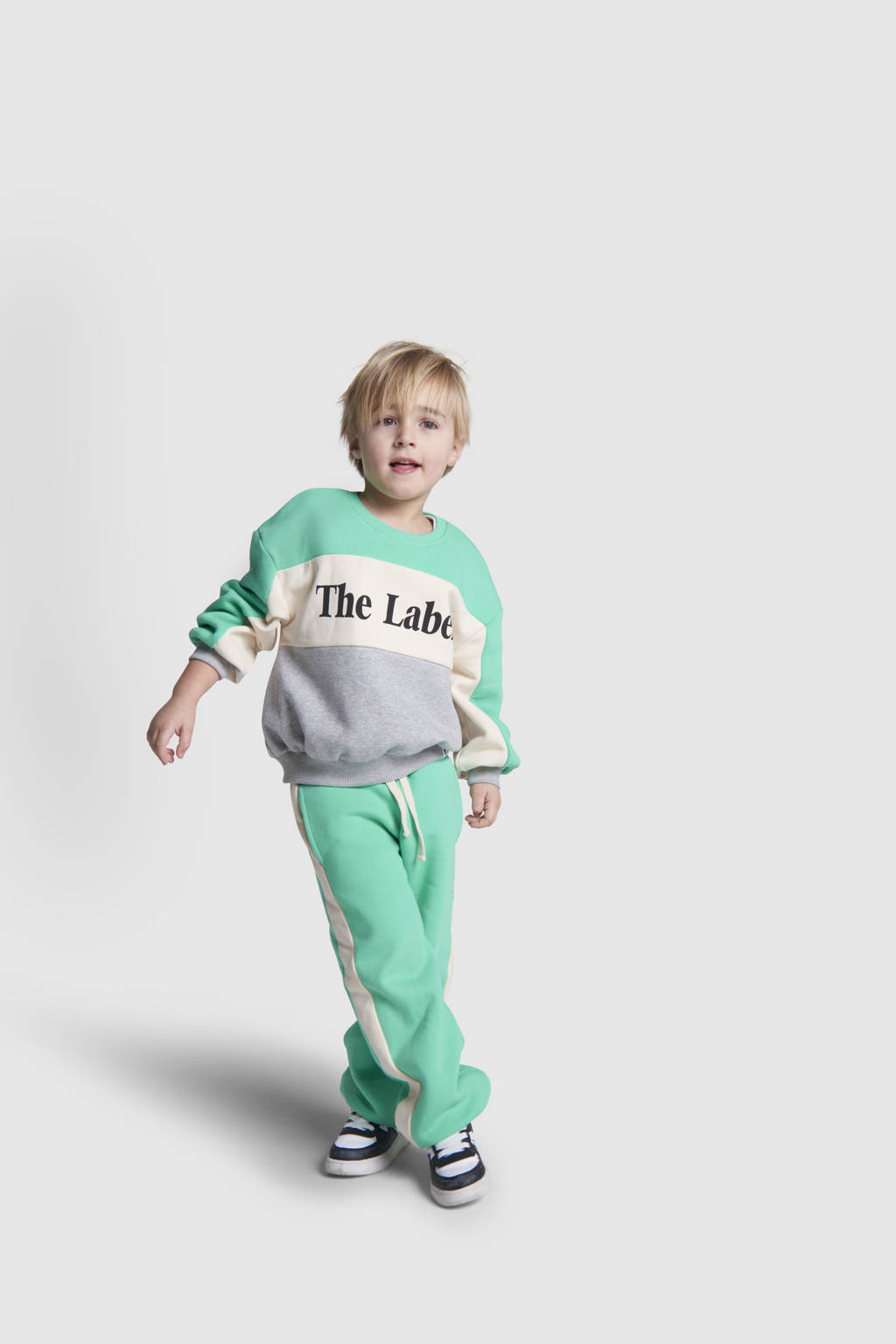 Alix the Label sweater mintgroen/wit/grijs