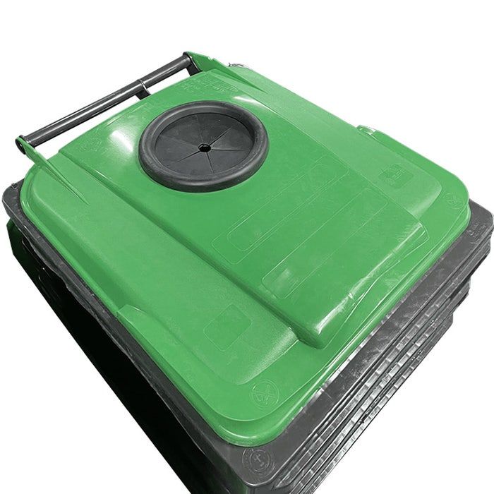 Afvalcontainer 240 liter grijs/groen  glasrozet (6097145485490)
