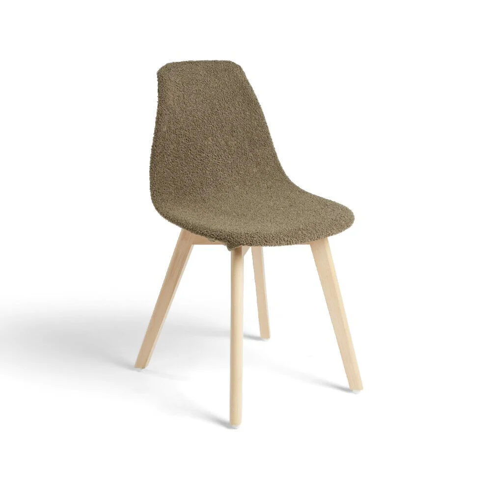 Housse de chaise en tissu bouclette extensible 4 couleurs unies