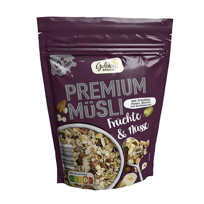 GOLDEN BRIDGE Premium Müsli 500 g, Früchte & Nüsse