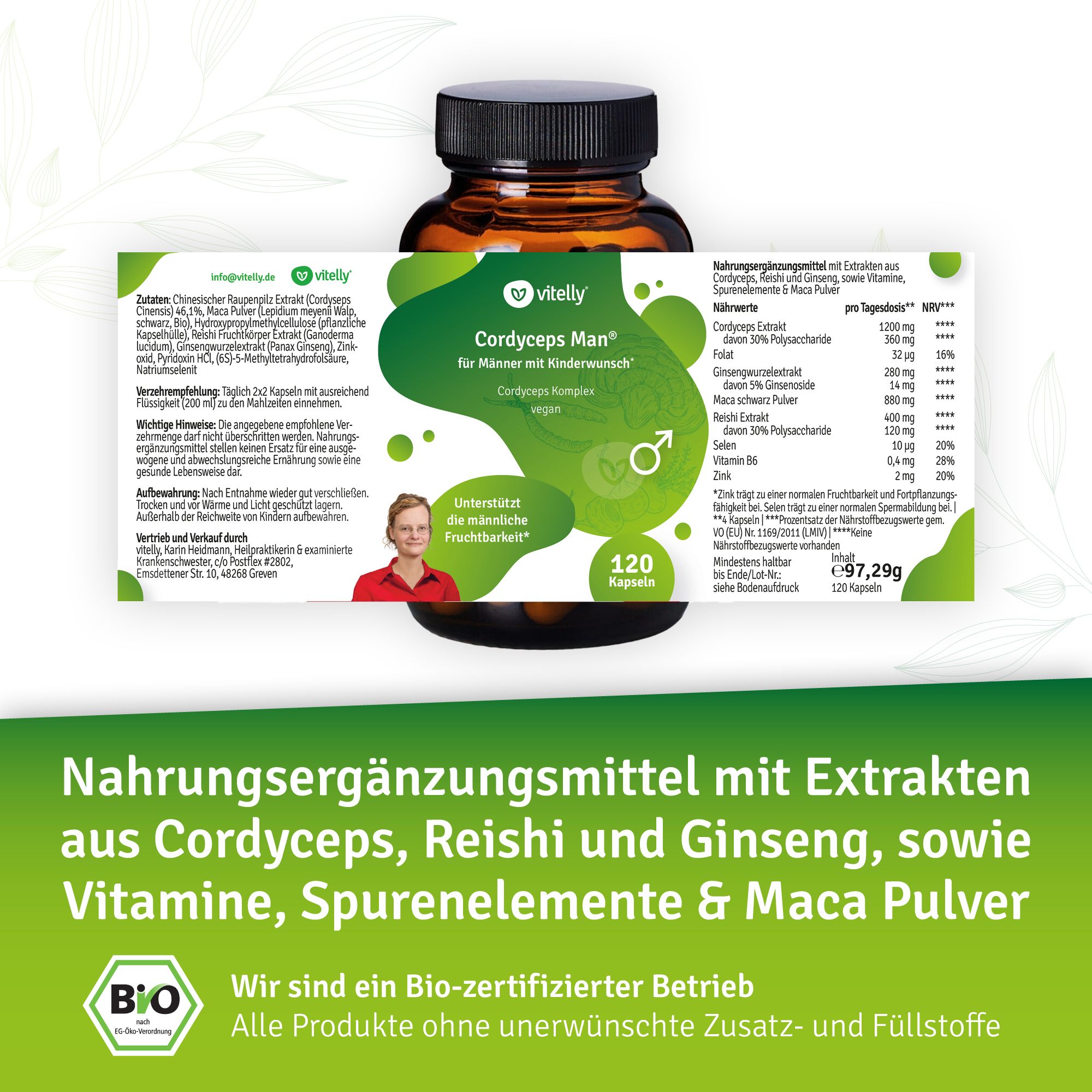 vitelly Cordyceps Man® Fertilitäts Kapseln für einen Monat