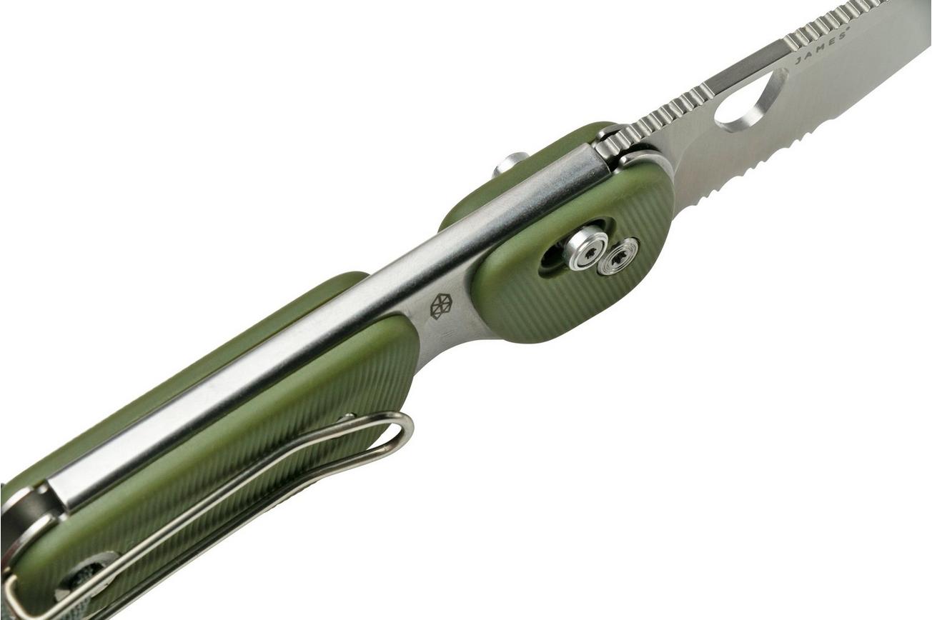 The James Brand The Redstone OD Green, Stainless Serrated KN118169-01 zakmes