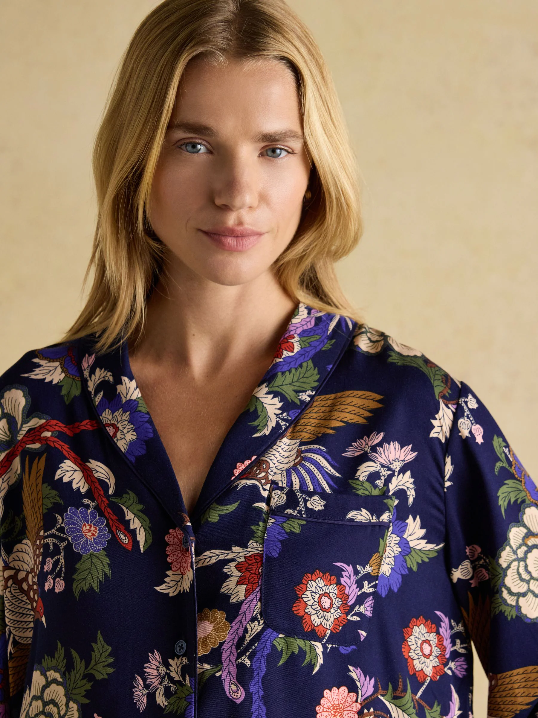 Navy Hidcote Floral - Joules Alma Woven Pyjama Set