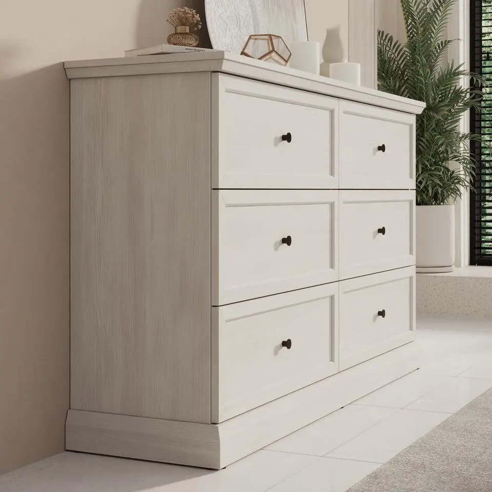 Meubella - Ladekast Leroy - Wit eiken - 146 cm