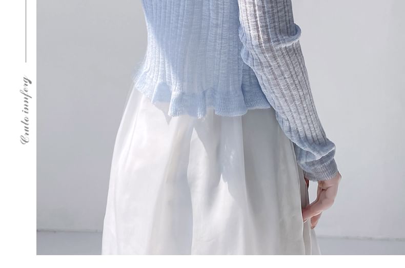 Shinsei - V-hals effen geplooide strik aan de voorkant cropped vest