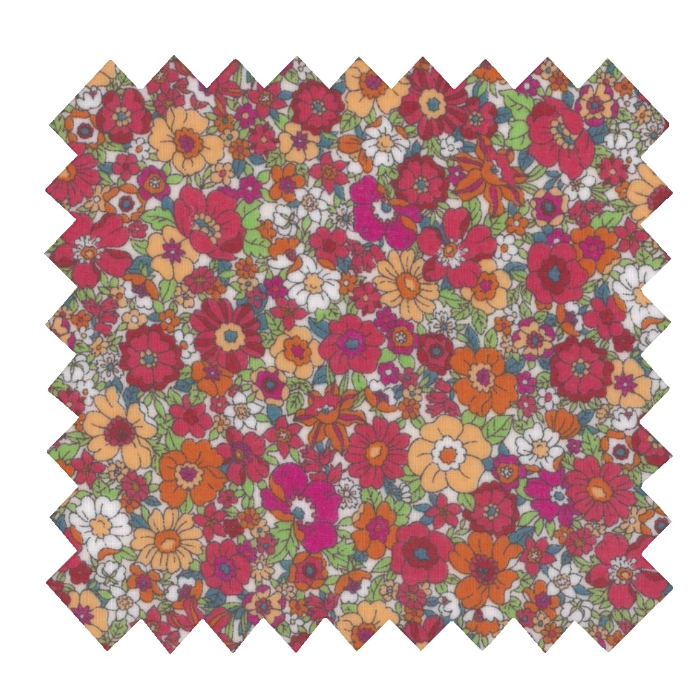 Tissu Enduit Au Mètre Ex2342 Multifleurs Rose Orange