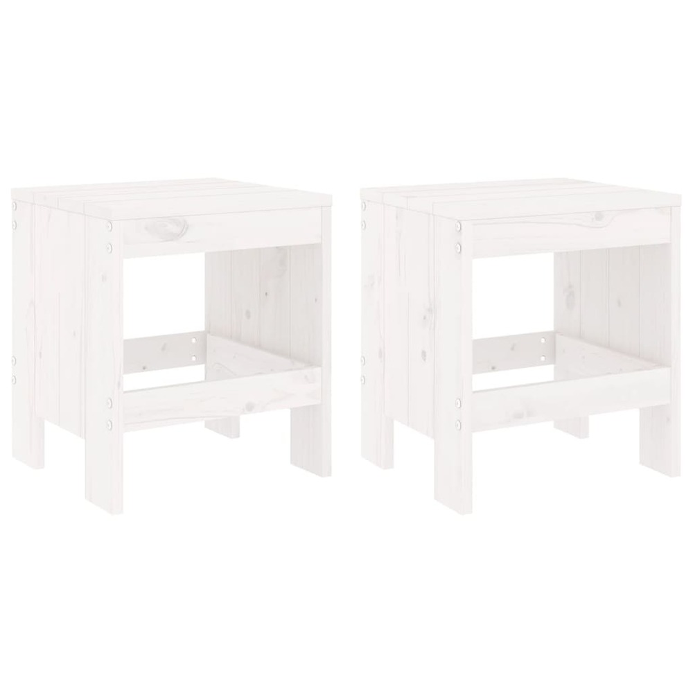 Tabourets de jardin 2 pcs blanc 40x36x45 cm bois massif de pin