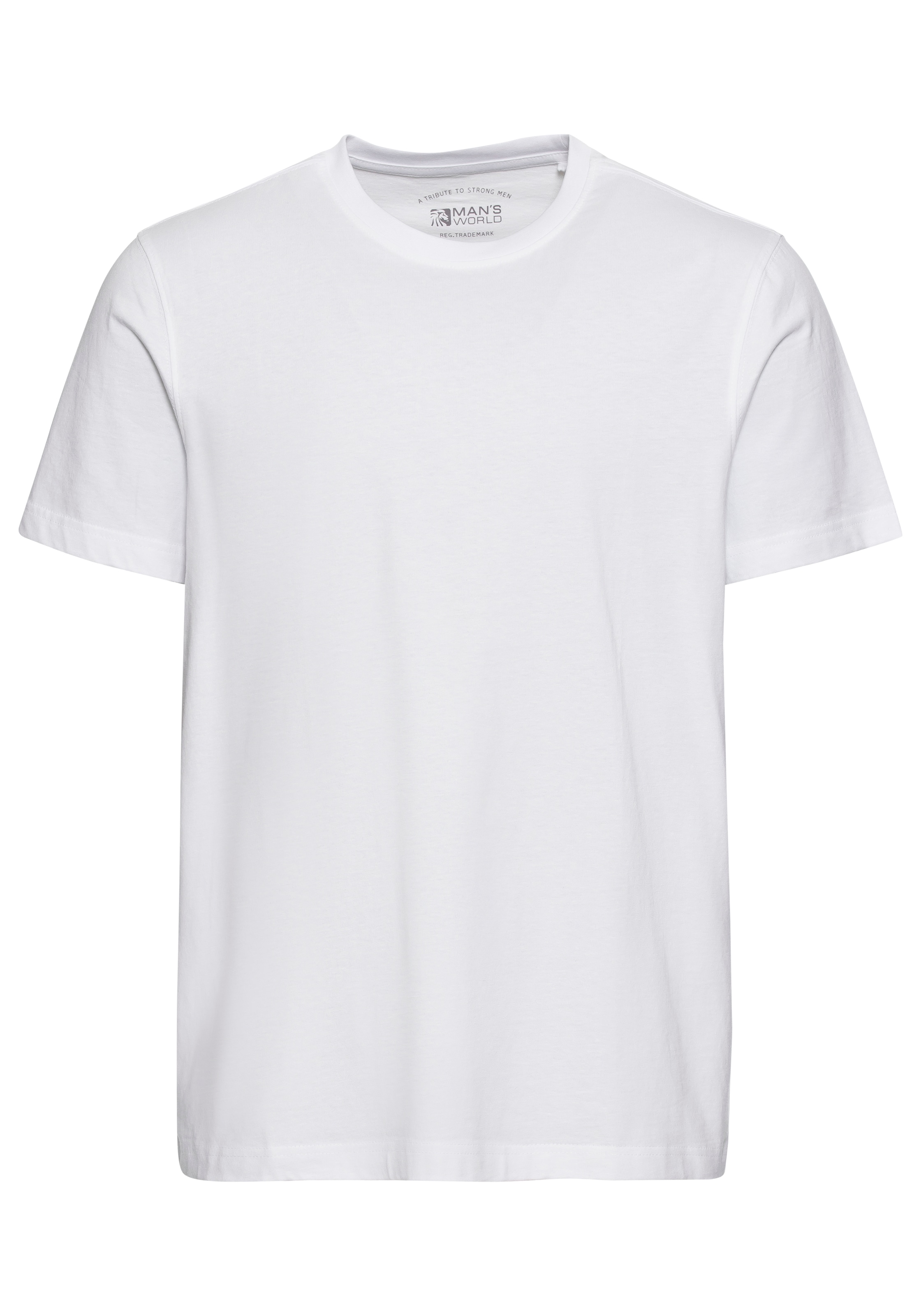 Man's World Rundhalsshirt, 2 Stk. Kurzarm,  unifarben,  Rundhals,  aus Baumwolle,