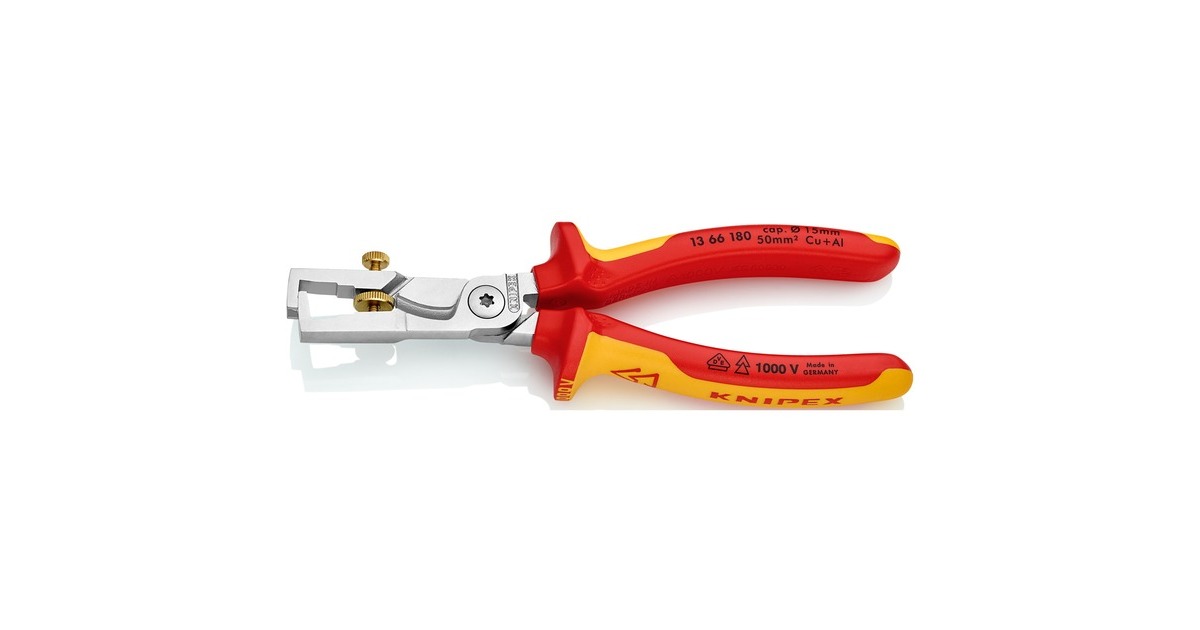 KNIPEXStriptang StriX 13 66 180 VDE  (Rood/geel, Lengte 180mm, met kartelschroef)