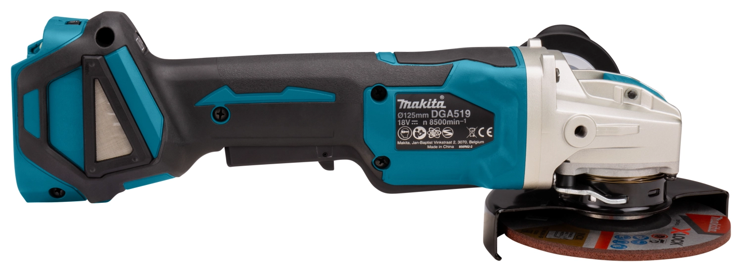 Makita DGA519Z 18V Li-Ion Accu haakse slijper body - X-Lock - 125mm - koolborstelloos