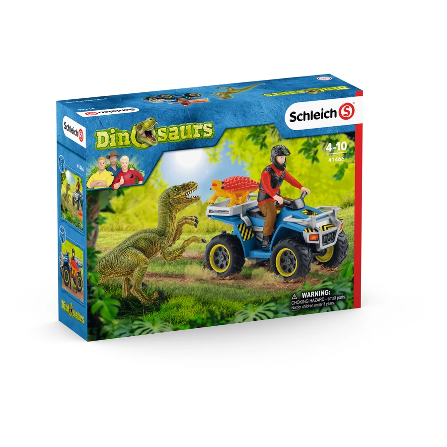 schleich® Spielset Flucht auf Quad vor Velociraptor 41466