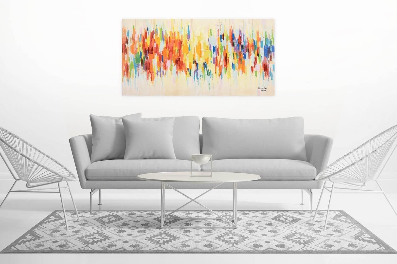 KunstLoft Leinwandbild | 100% HANDGEMALT | 120x60cm | Gemälde 'Weekend Happiness' | Abstrakt | Bunt | Wandbild Wohnzimmer