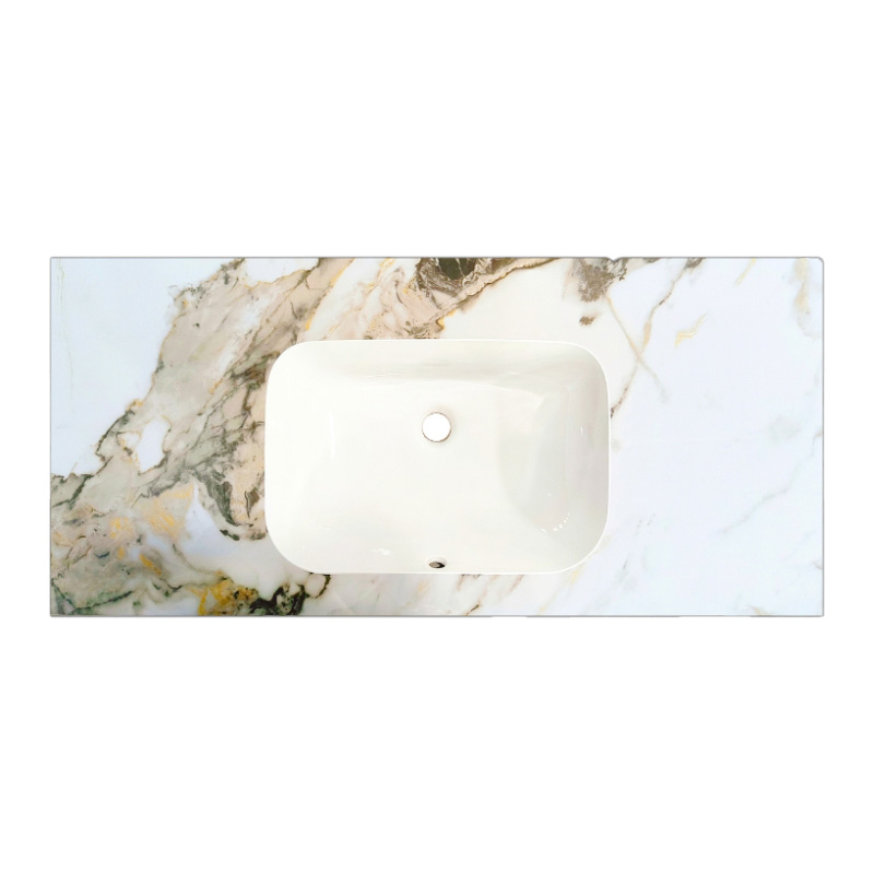 Lambini Designs Cantik keramische wastafel 100cm licht marmer zonder kraangat