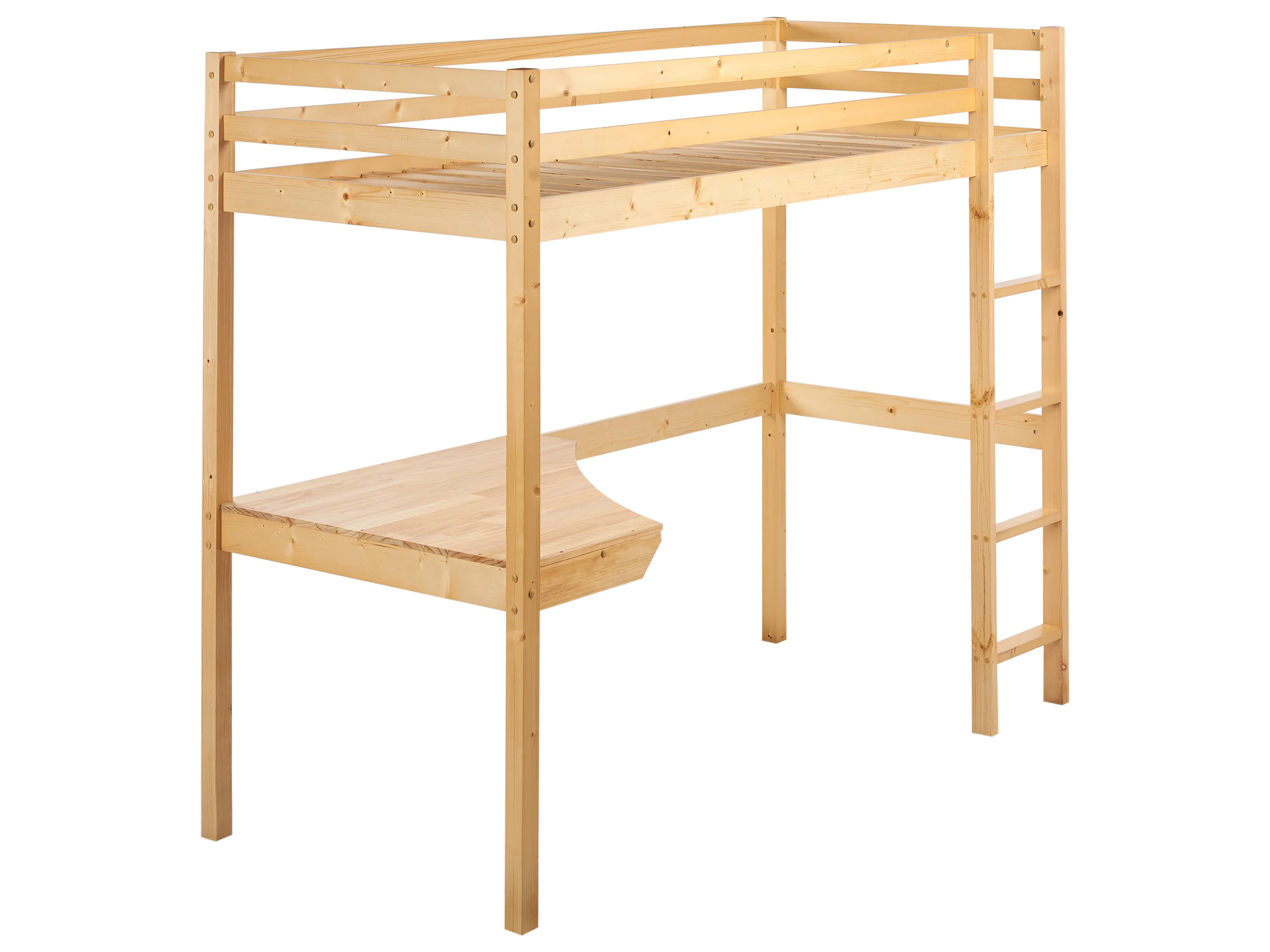 Hoogslaper met bureau Dennenhout LOURY 90 x 200 cm Lichtbruin
