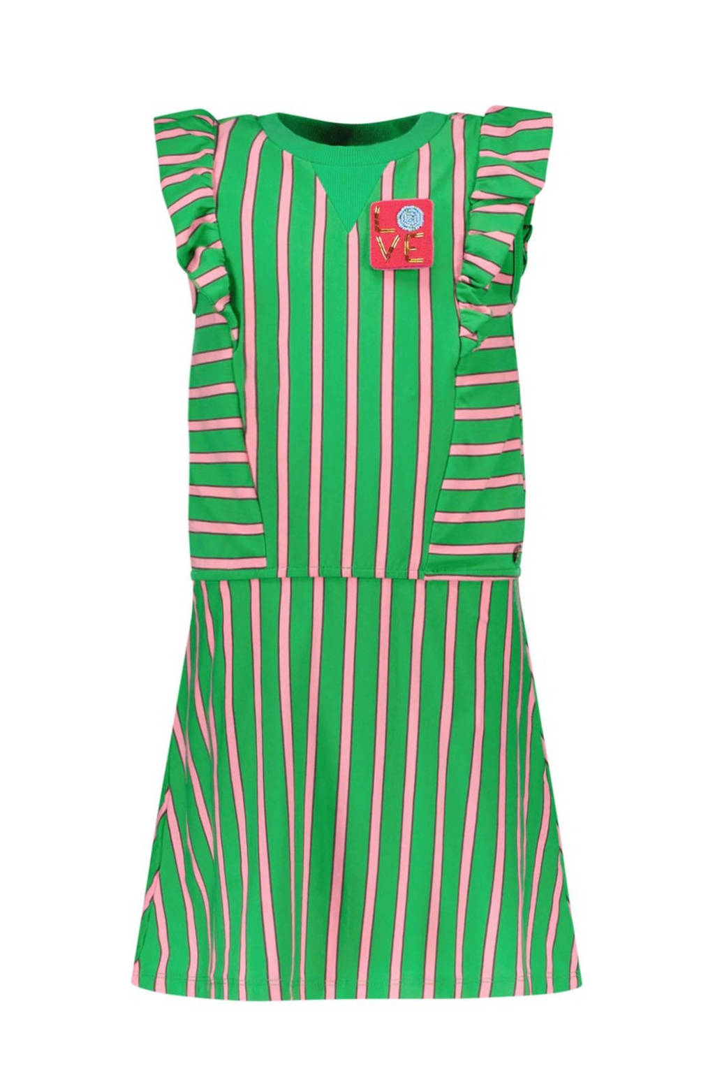 Like Flo gestreepte jurk groen/roze