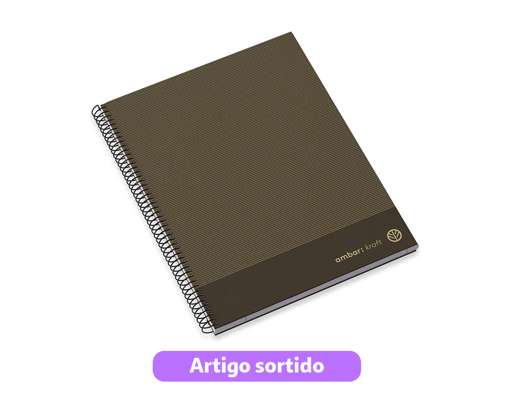 CADERNO ESPIRAL A4 AMBAR KRAFT CAPA DURA PAUTADO CORES SORTIDAS