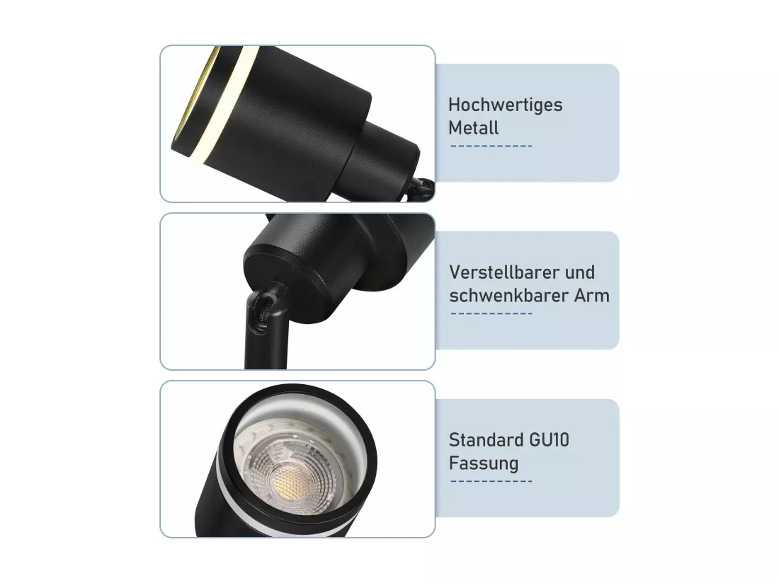 NETTLIFE Spot de plafond noir plafonnier moderne 2 flammes orientables spots GU10 en métal
