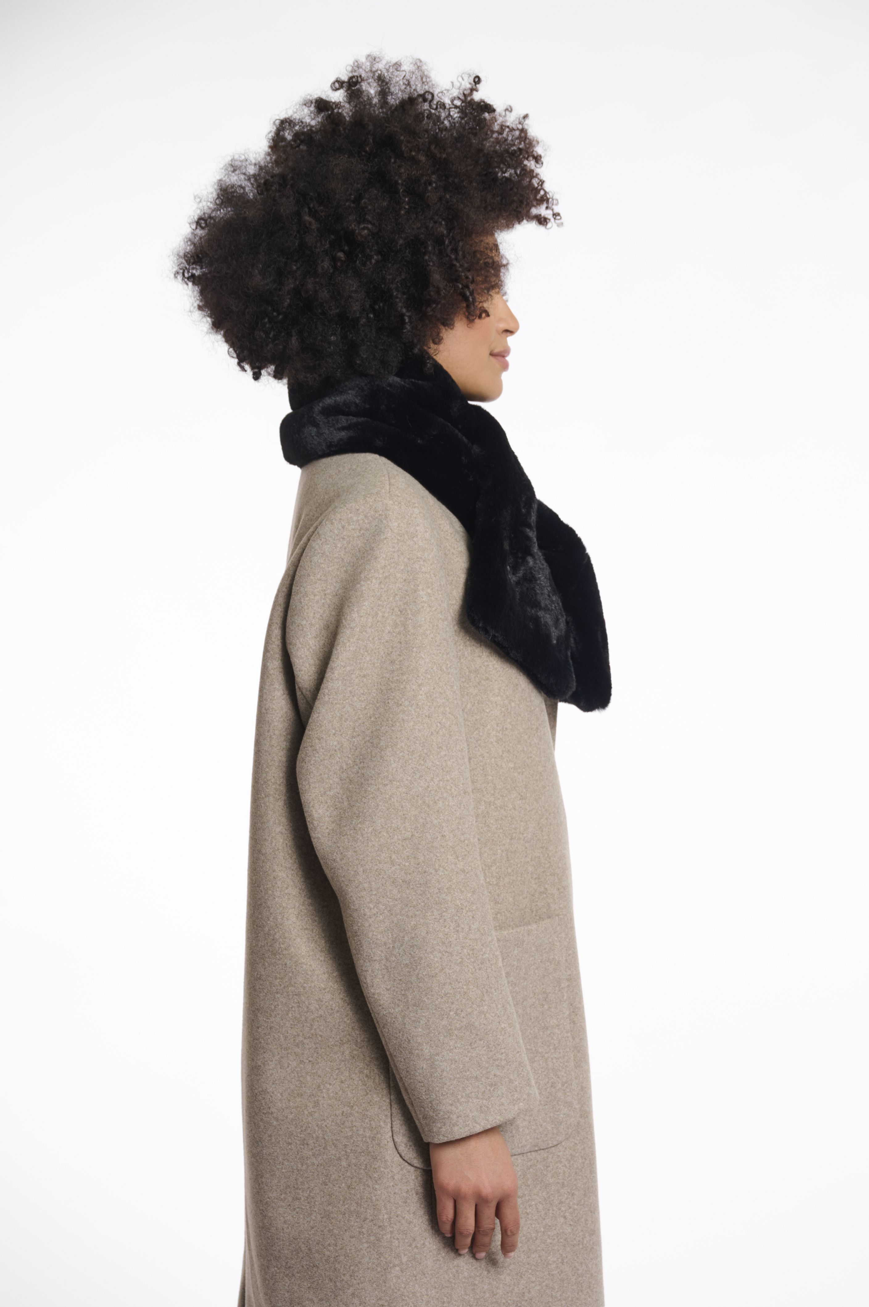 Rino & Pelle - Stip Faux Fur Scarf - Black
