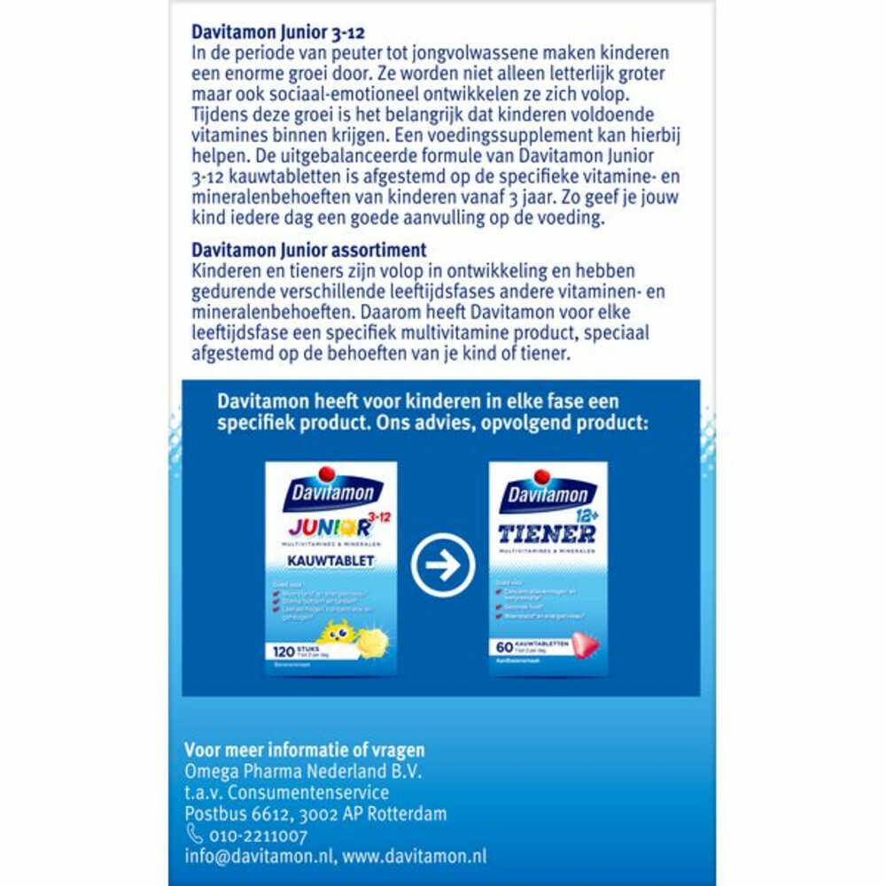 2x Davitamon Junior 3+ Kauwvitamines Banaan120 kauwtabletten