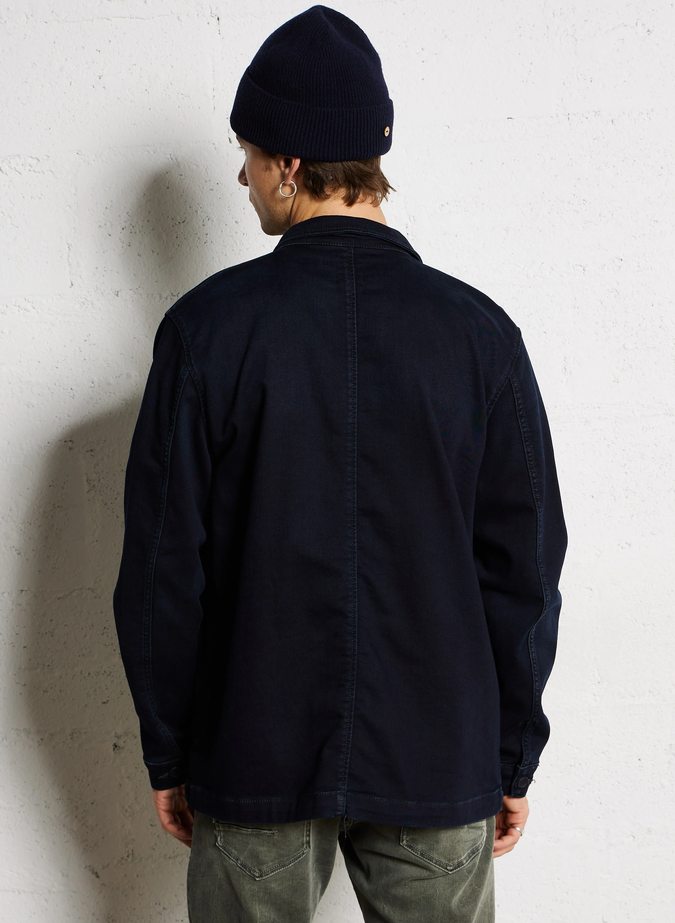 CARVOS - Surchemise droite en coton mélangé | Noir