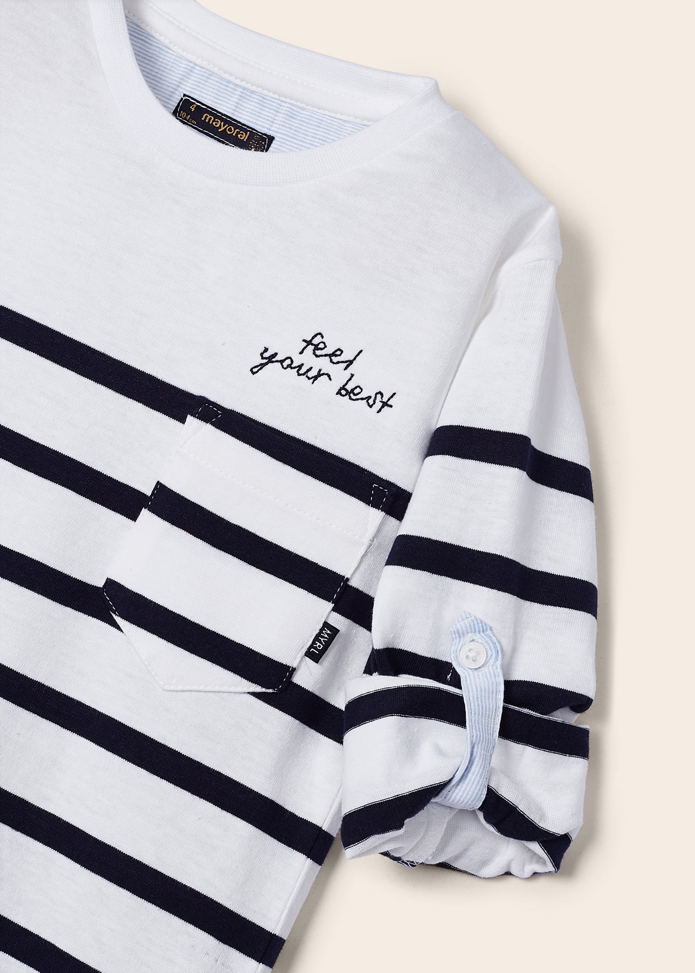 Camiseta de manga comprida estampada em algodão para meninos