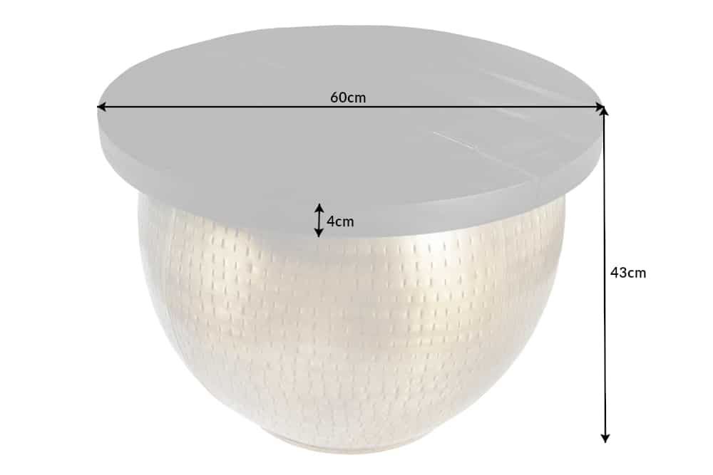 Runder Couchtisch DRUMP STORAGE 60cm gold schwarz Mangoholz Metall mit Stauraum Hammerschlag
