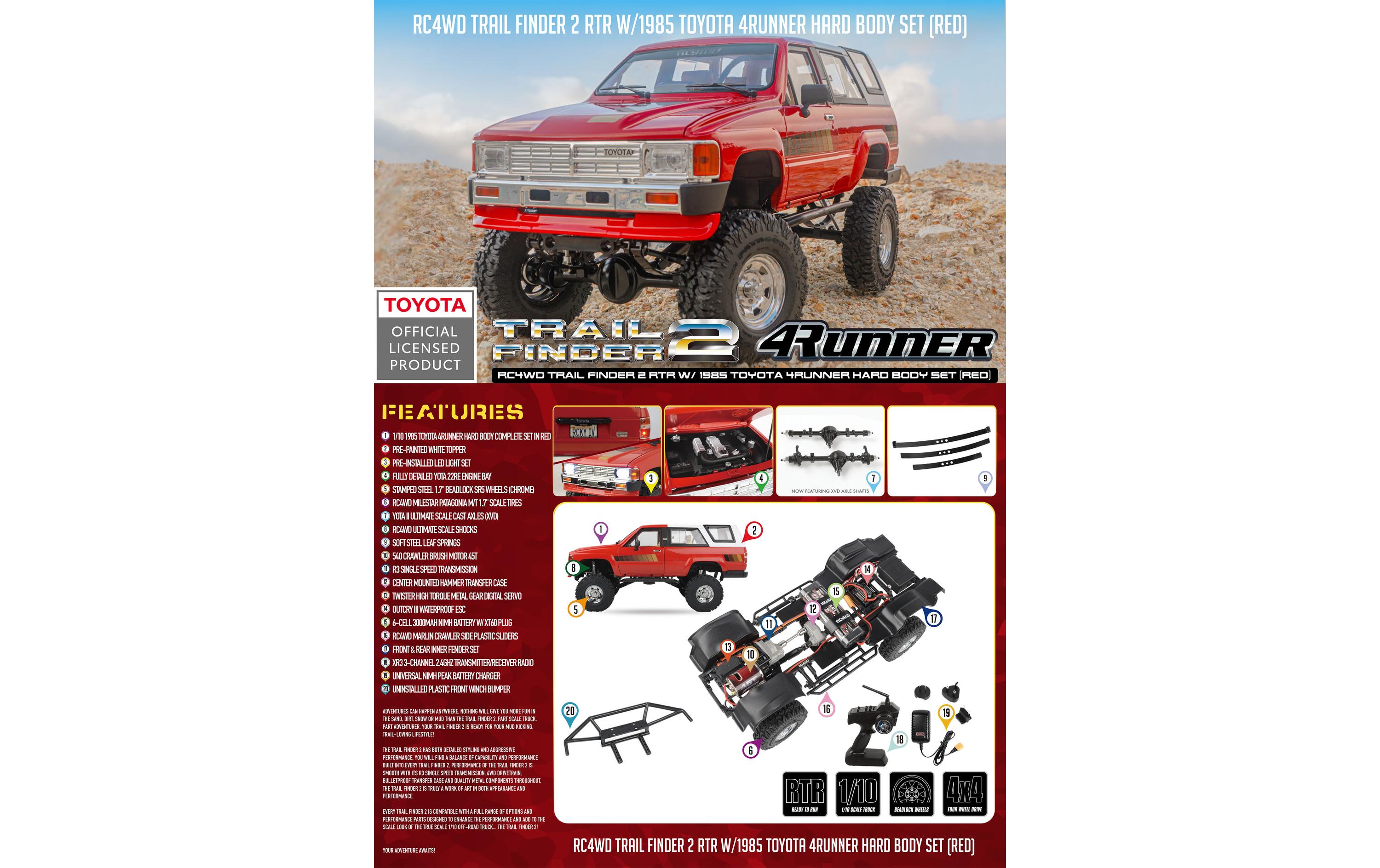 Scale Crawler Trail Finder 2 Toyota 4Runner RTR, 1:10<br>1985 Toyota 4Runner auf Trail Finder 2 Chassis