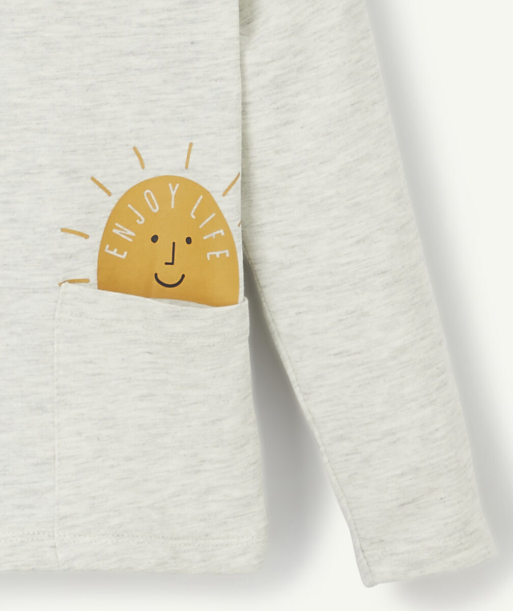 LE T-SHIRT ÉVOLUTIF MANCHES LONGUES ÉCRU CHINÉ EN COTON PIMA