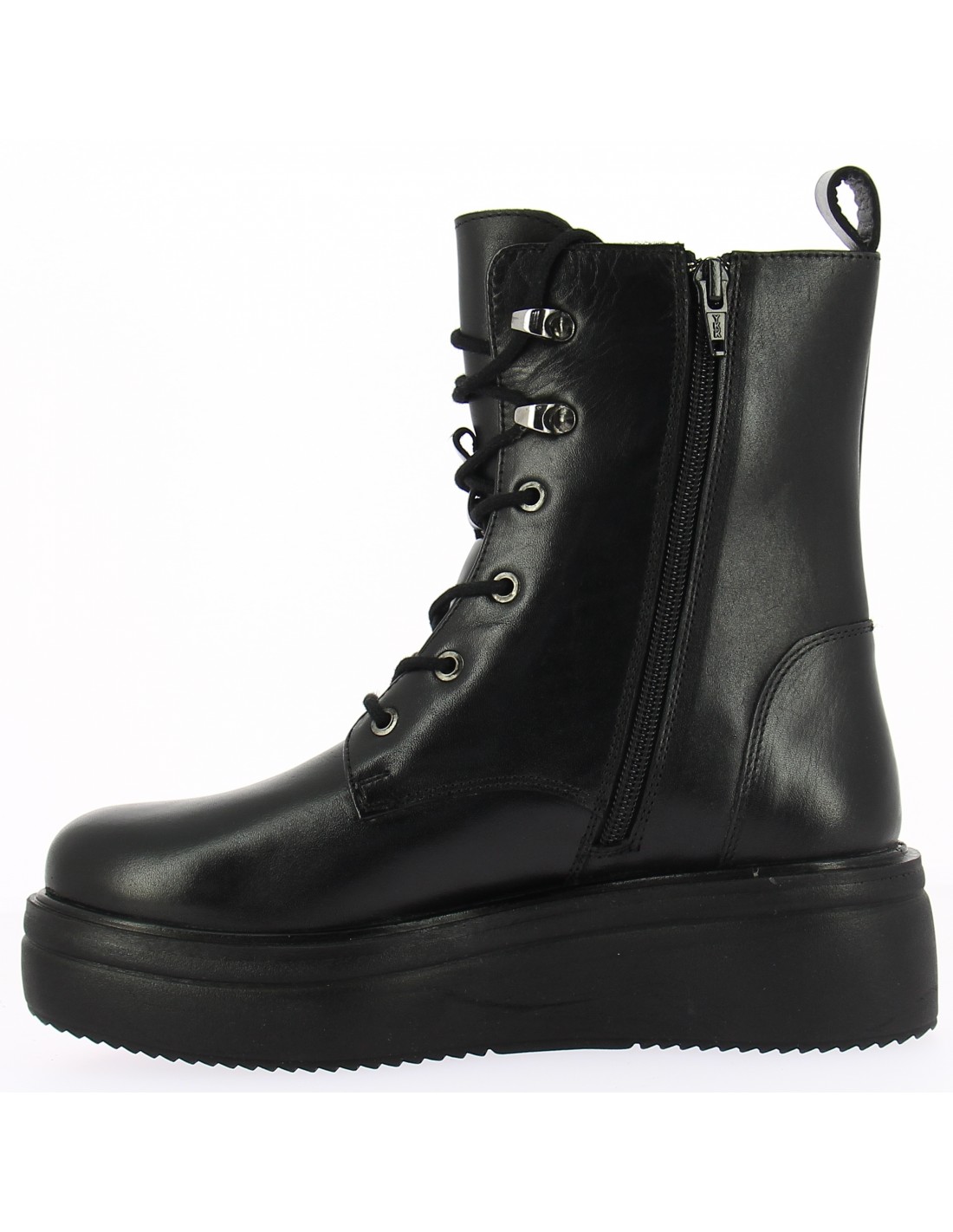 kharisma bottines compensées à lacets femme cuir noir