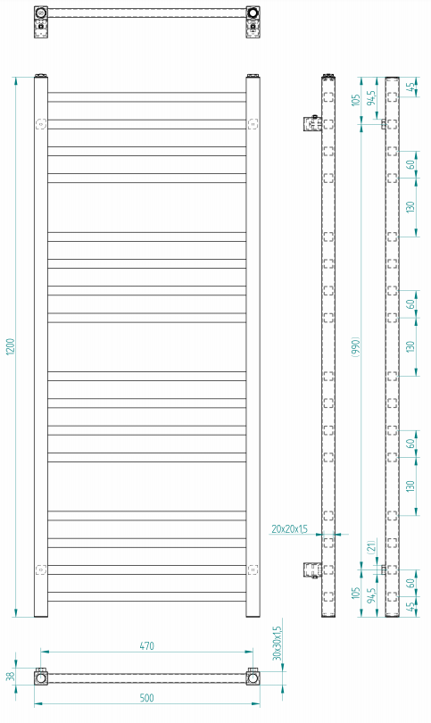 Sapho Metro radiator chroom 50x120cm 347W