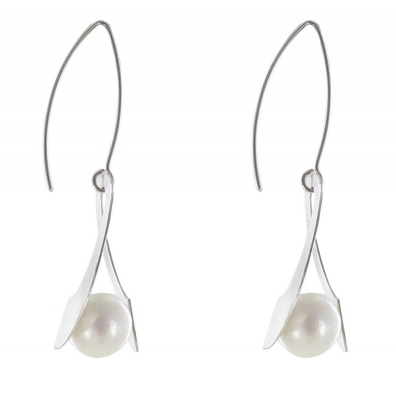 Boucles d'Oreilles Argent Rhodié Spirale et Perle de Culture 11mm - Classics