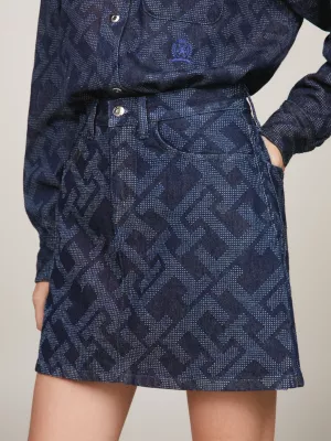 Minissaia jeans com monograma Crest TH