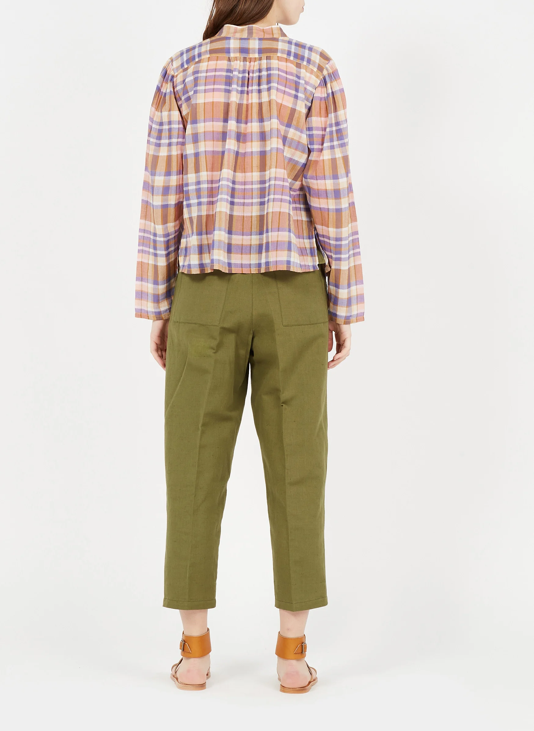 ALAN - Pantalon carotte taille haute en lin et coton | Kaki