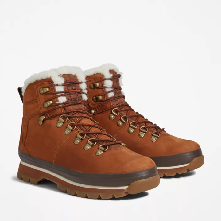 Bota Euro Hiker impermeável com forro de pele para mulheres, na cor amarela.