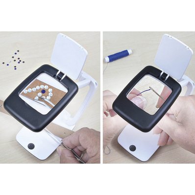 Loupe de table Pocket avec lumière LED, blanc/noir